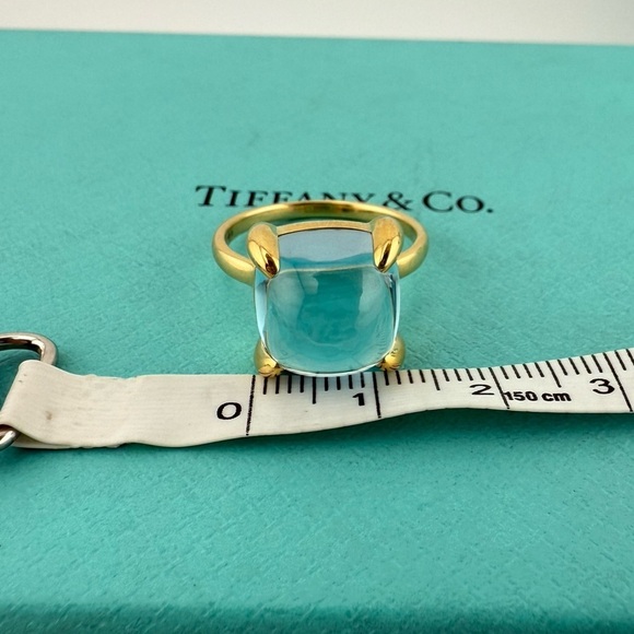 Tiffany & Co. 8ct Blue Topaz Sugar Stack Ring 18k Yellow Gold 8.25 💙 - Picture 12 of 13